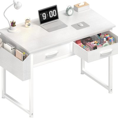 LY389 White Small Fabric Drawers Desk