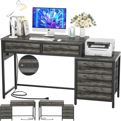 LY399 Computer Drawers Reversible Charging Desk