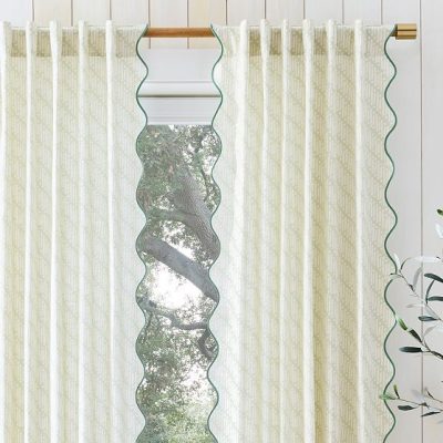 LY145 Batik Scallop Edge Curtain (Set of 2)